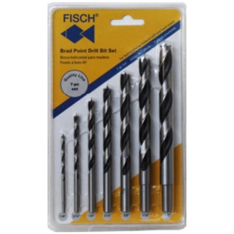 Fisch Tools 7-Piece CV 0120 Imperial Brad Point Drill Bit Set 01200007K01