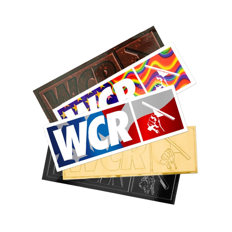WCR Stickers|WCR America Sticker|WCR Chocolate Sticker|WCR Glass Sticker|WCR Stay Gold Sticker|WCR Dirty Hippie Sticker|WCR Sticker Pack