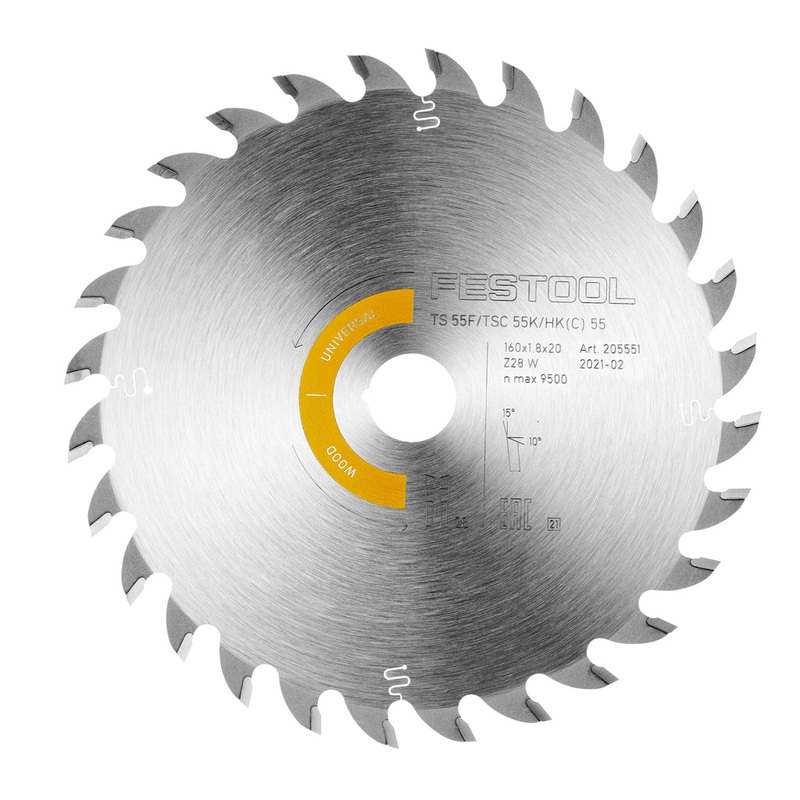 Festool Universal Circular Saw Blade 160mm x 28T ATB with 20mm Bore 205560