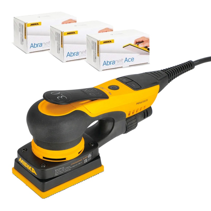 Mirka DEOS 3 x 4 inch Orbital Sander Kit with Abranet Ace MCA-DEOS34ACE