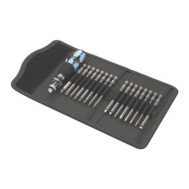 Wera Tools 17-Piece Imperial Kraftform Kompakt Screwdriver with Stainless Steel Bits 5071117001