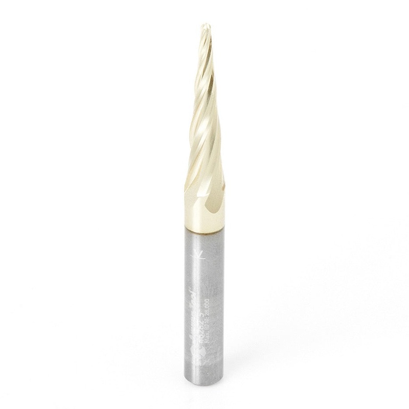 Amana Tool D 1/16 Inch Tapered Ball Nose Upcut Spiral Router Bit 46282