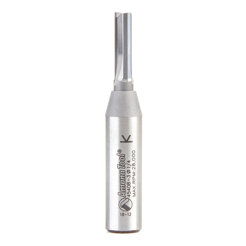 Amana Tool D 1/4 Inch 3-Flute Straight Plunge Router Bit Solid Carbide 45408-3