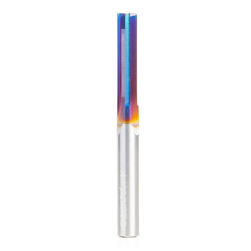 Amana Tool D 1/4 Inch 3-Flute Straight Router Bit Solid Carbide with Spektra Coating 46483-K