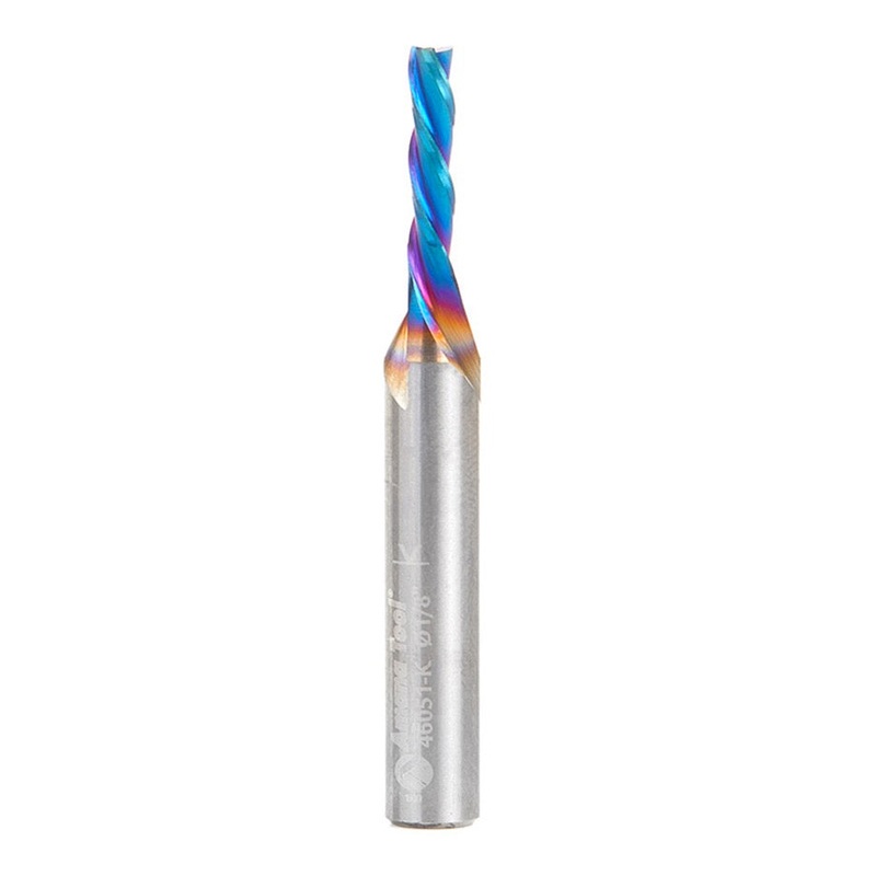 Amana Tool D 1/8 Inch 3-Flute Downcut Spiral Router Bit with Spektra Coating 46051-K