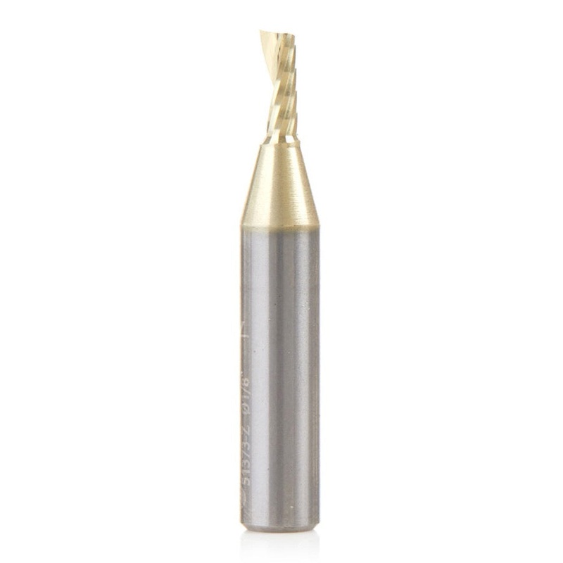 Amana Tool D 1/8 Inch O-Flute Upcut Spiral Router Bit for Aluminum with Zirconium Nitride Coating 51373-Z