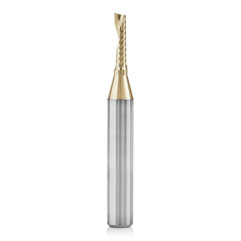 Amana Tool D 1/8 Inch O-Flute Upcut Spiral Router Bit for Aluminum with Zirconium Nitride Coating 51454-Z