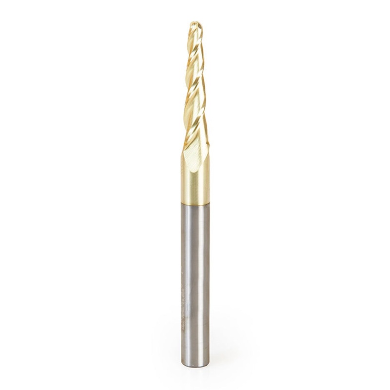Amana Tool D 1/8 Inch Tapered Ballnose Upcut Spiral Router Bit with Zirconium Nitride Coating 46286