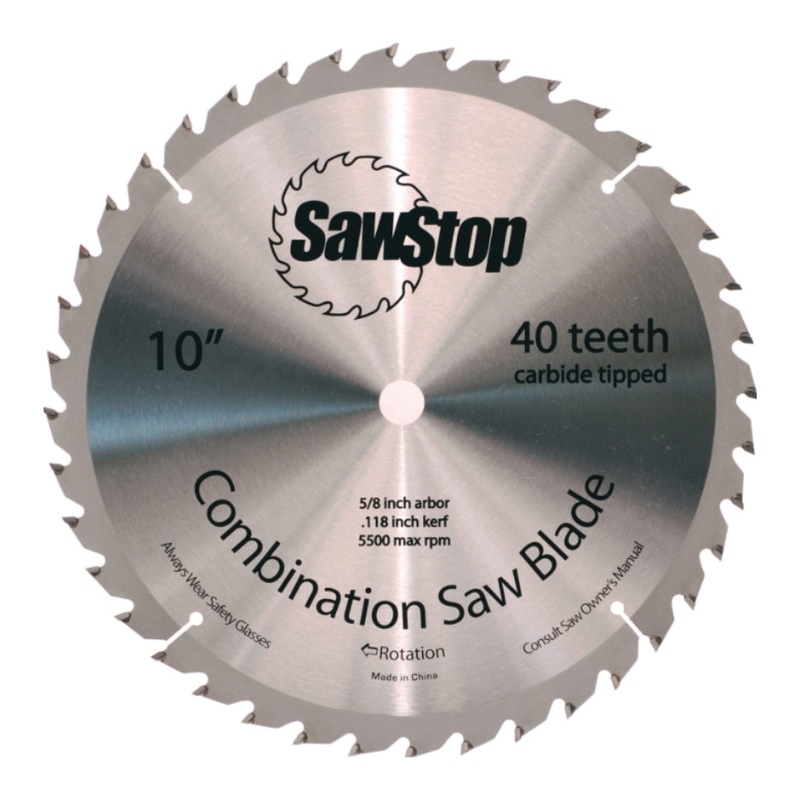 SawStop Combination Circular Saw Blade 10 inch x 40T ATB with 5/8 inch Bore CNS-07-148