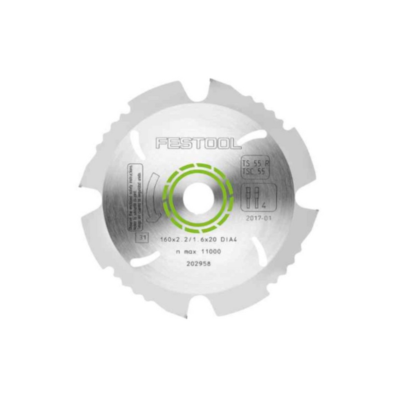 Festool Fibre Cement Diamond Circular Saw Blade 160mm x 4T with 20mm Bore 202958
