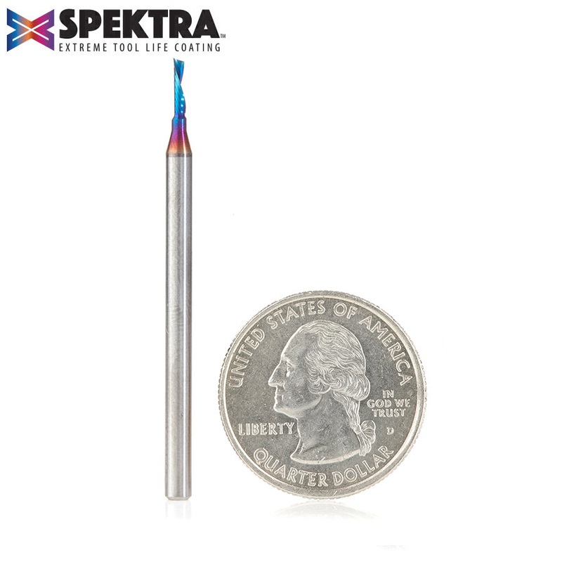Amana D 1/16 Inch O-Flute Downcut Router Bit Spektra Coated 51515-K