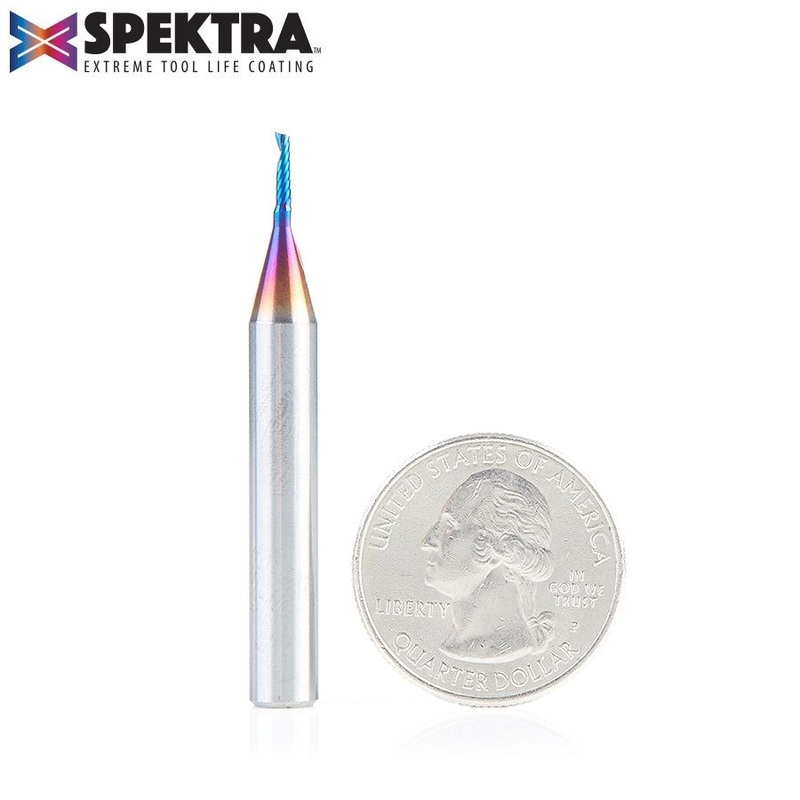 Amana D 1/16 Inch O-Flute Upcut Router Bit Spektra Coated 51441-K