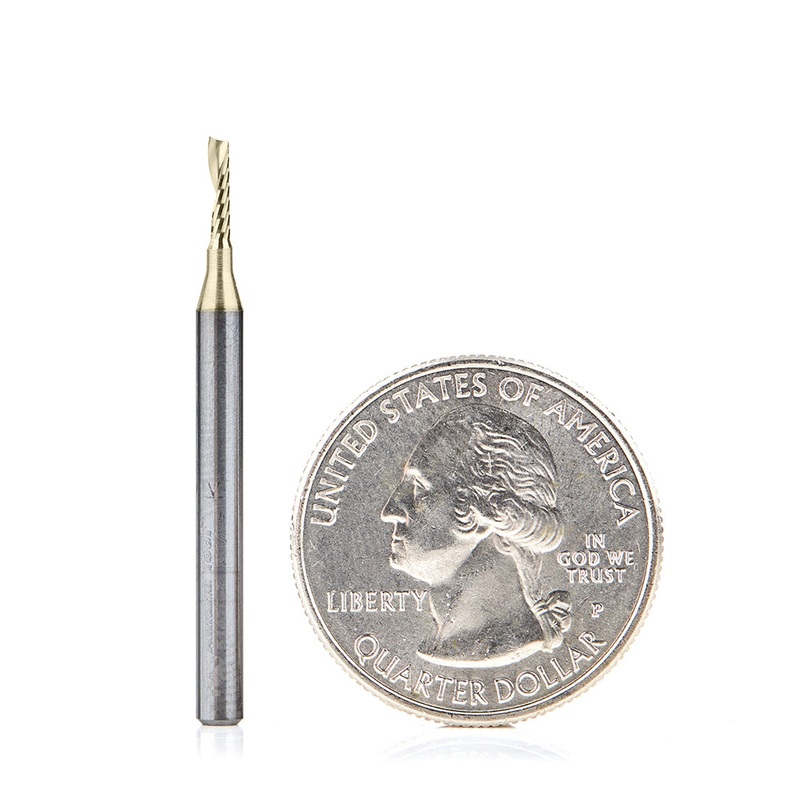 Amana D 1/16 Inch O-Flute Upcut Router Bit Zirconium Nitride Coated 51470-Z