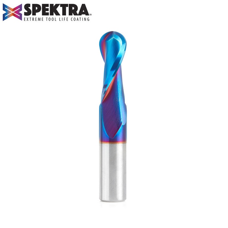 Amana D 1/2 Inch Ball Nose Upcut Spiral Router Bit Spektra Coated 46380-K