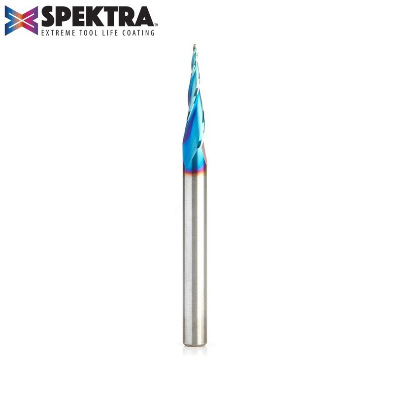 Amana D 1/32 Inch Tapered Ball Nose Upcut Spiral Router Bit with Spektra Coating 46280-K