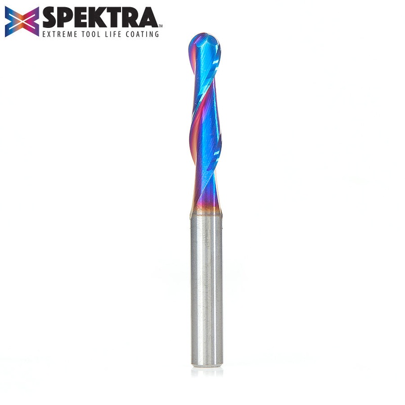 Amana D 1/4 Inch Ball Nose Upcut Spiral Router Bit Spektra Coated 46376-K