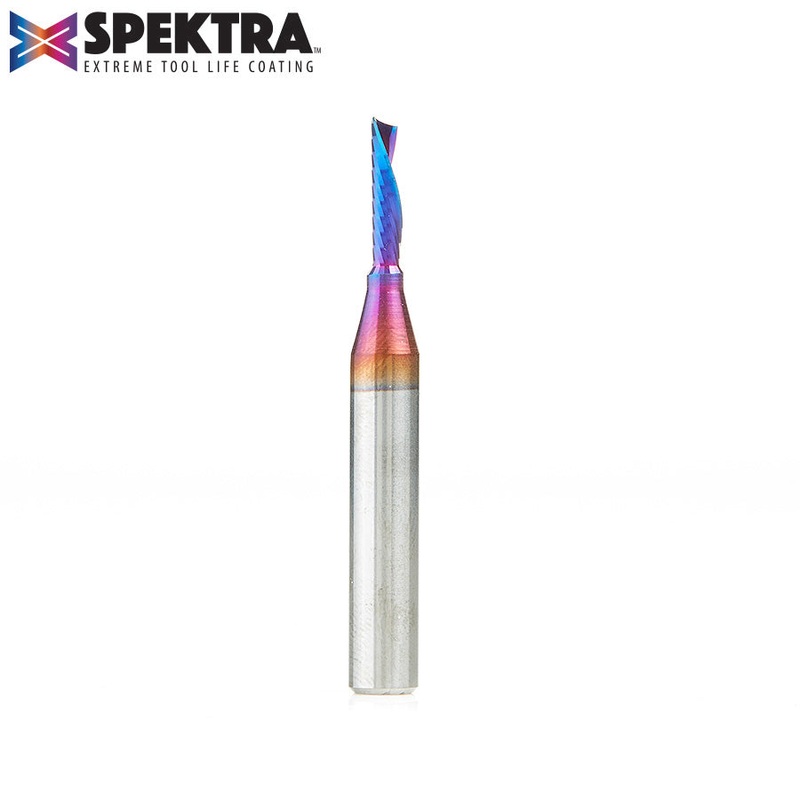 Amana D 1/8 Inch O-Flute Downcut Router Bit Spektra Coated 51511-K