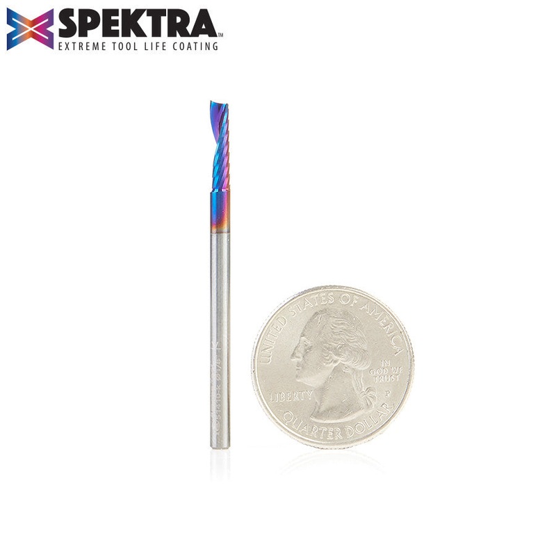 Amana D 1/8 Inch O-Flute Upcut Router Bit Spektra Coated 51410-K