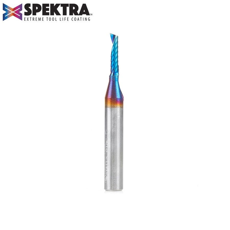 Amana D 1/8 Inch O-Flute Upcut Router Bit Spektra Coated 51411-K
