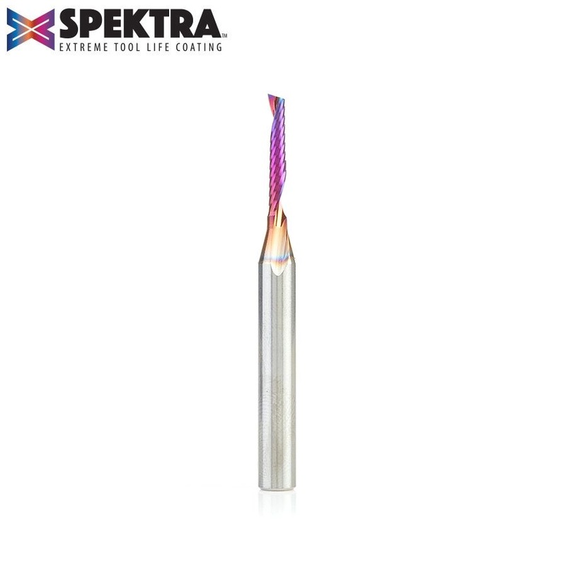 Amana D 1/8 Inch O-Flute Upcut Router Bit Spektra Coated 51446-K