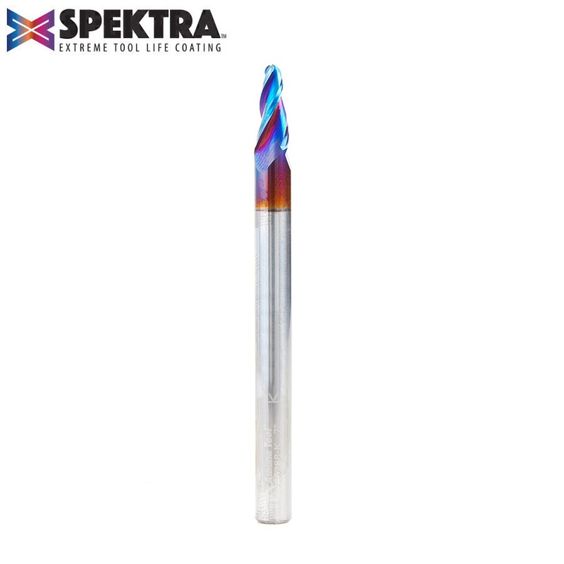 Amana D 1/8 Inch Tapered Ball Nose Upcut Spiral Router Bit with Spektra Coating 46288-K