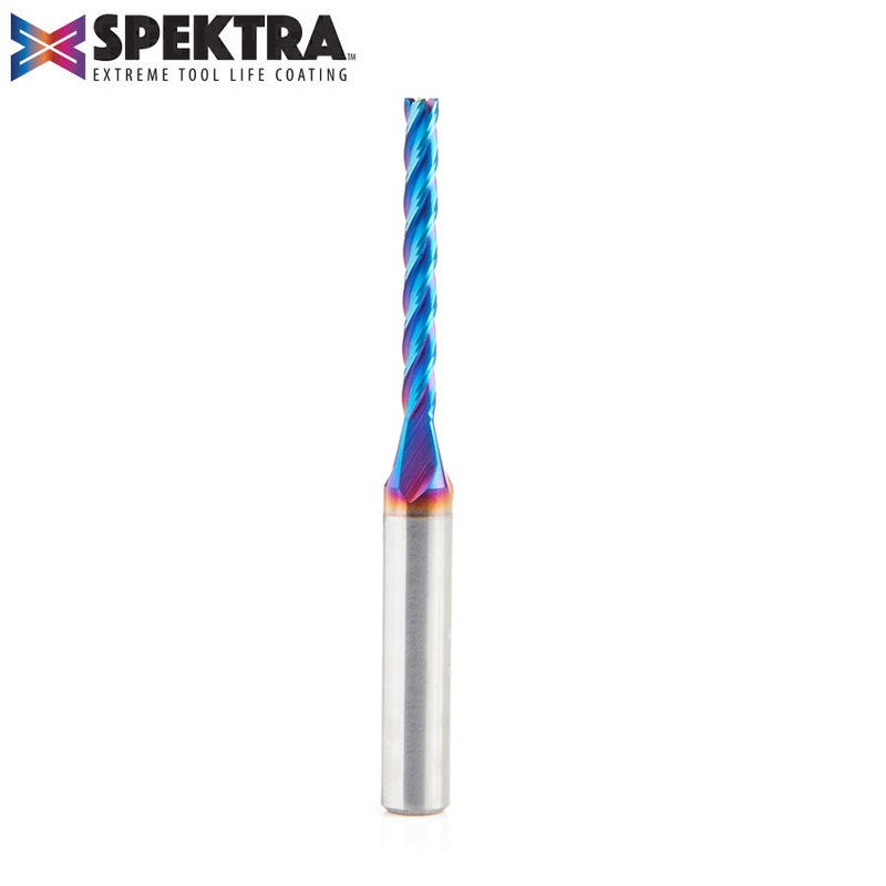 Amana Upcut Spiral Tapered Router Bit with Flat Bottom D 1/8 Inch Spektra Coated 46292-K