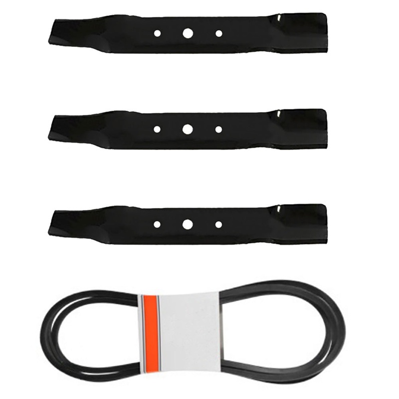 3 Blades & 1 Deck Belt Fits GX20250 GX20305 GY20571 L120 L130 48 Deck Mower