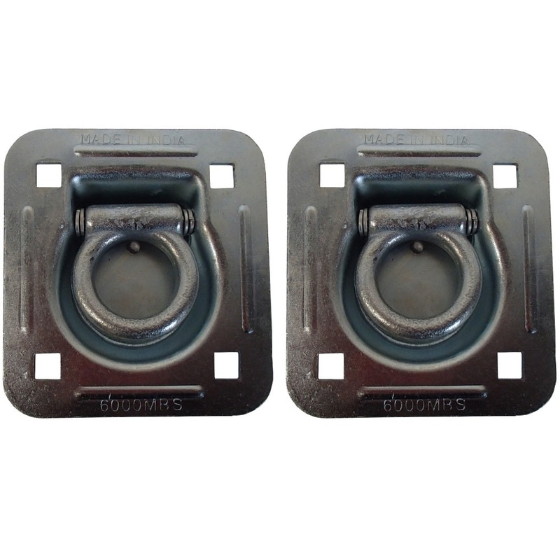 (2) Square Recessed D-Ring – 1-1/2 Bolt-on 6000 lbs MBS For Trailers Flatbeds