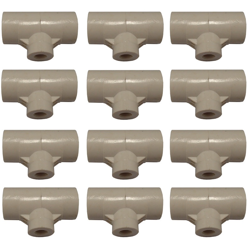(12-Pack) PVC Tee Fitting 1/2 Reducing Threaded Poultry Bird Water Drinker Cup