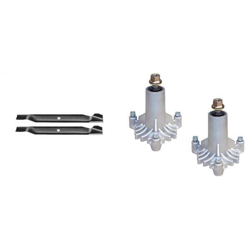 130794 Two Mower Blades and Spindles | Fits Craftsman Tractor Decks