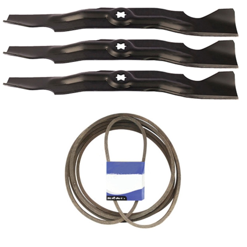 954-04077 742-04053 Blades x3 & Belt Set For MTD Riding Mowers 13AA925P004