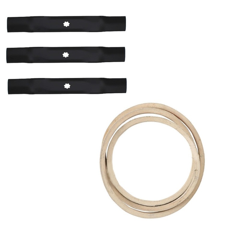 Fits John Deere Zero-Turn Z245 EZTRAK Deck Belt & 3 Blades Set M154621