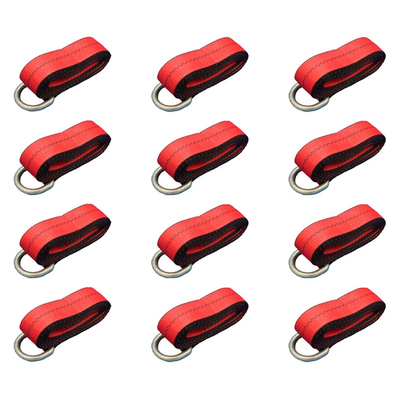 (12) Car Hauler Lasso Wheel Tie Down Straps 12′ w/D-Ring for Tow Dolly Tow Truck