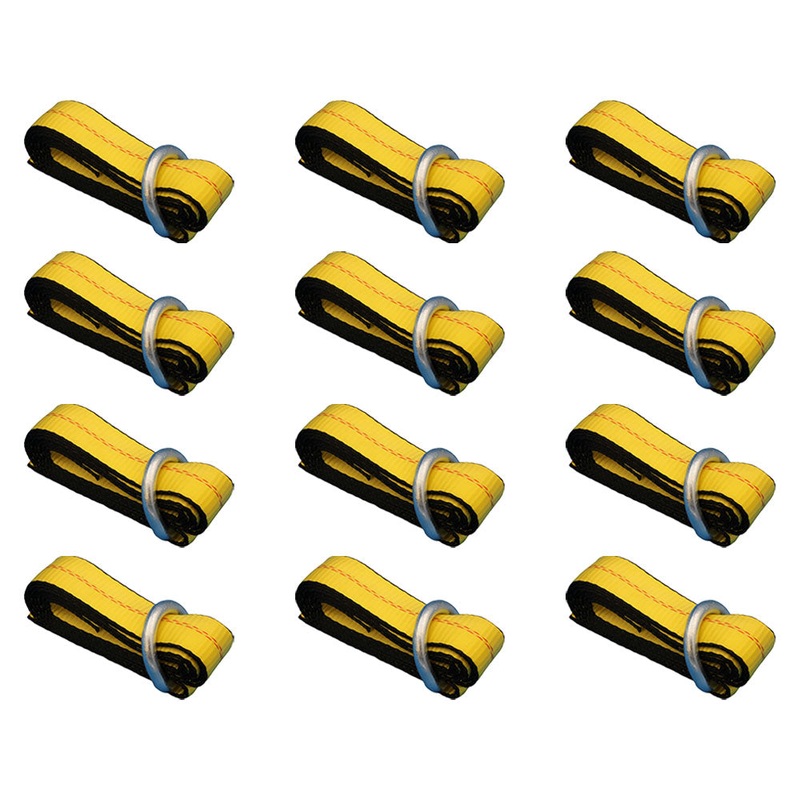 (12) Car Hauler Lasso Wheel Tie Down Straps 8′ w/D-Ring for Tow Dolly Tow Truck