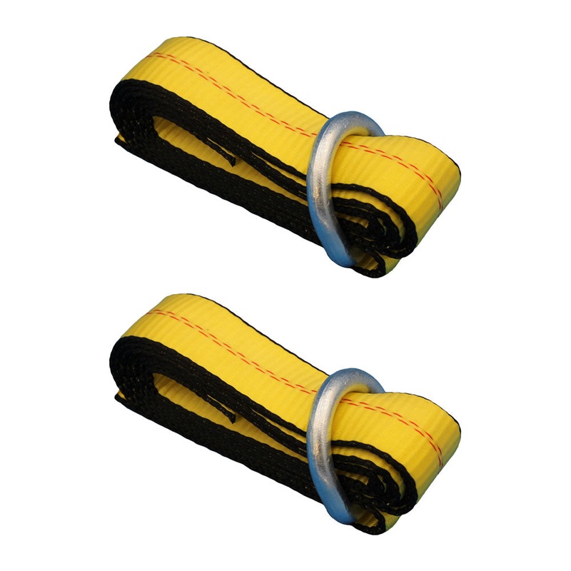 (2) Car Hauler Lasso Wheel Tie Down Straps 8′ w/D-Ring for Tow Dolly Tow Truck