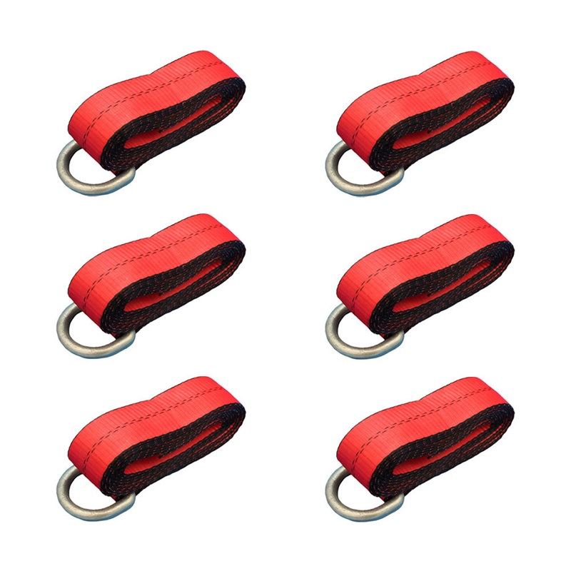 (6) Car Hauler Lasso Wheel Tie Down Straps 12′ w/ D-Ring for Tow Dolly Tow Truck