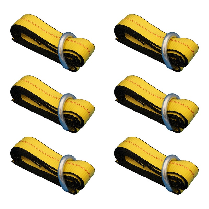 (6) Car Hauler Lasso Wheel Tie Down Straps 8′ w/D-Ring for Tow Dolly Tow Truck