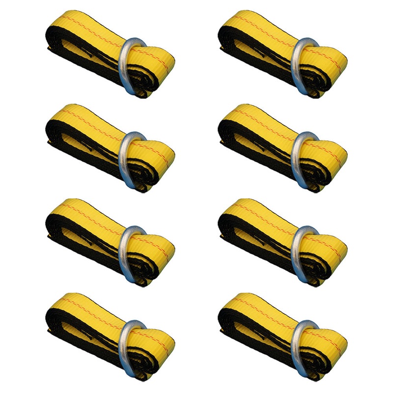(8) Car Hauler Lasso Wheel Tie Down Straps 8′ w/D-Ring for Tow Dolly Tow Truck