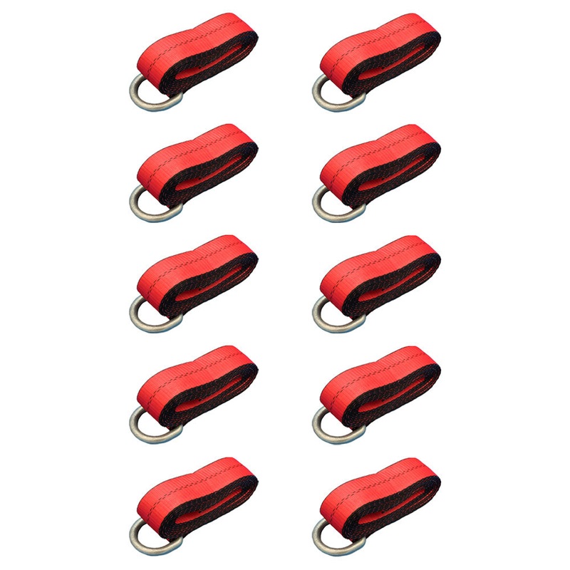 (10) Car Hauler Lasso Wheel Tie Down Straps 12′ w/D-Ring for Tow Dolly Tow Truck