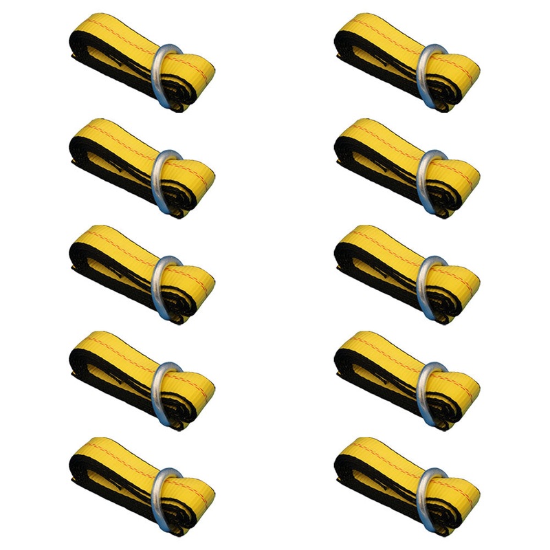 (10) Car Hauler Lasso Wheel Tie Down Straps 8′ w/D-Ring for Tow Dolly Tow Truck
