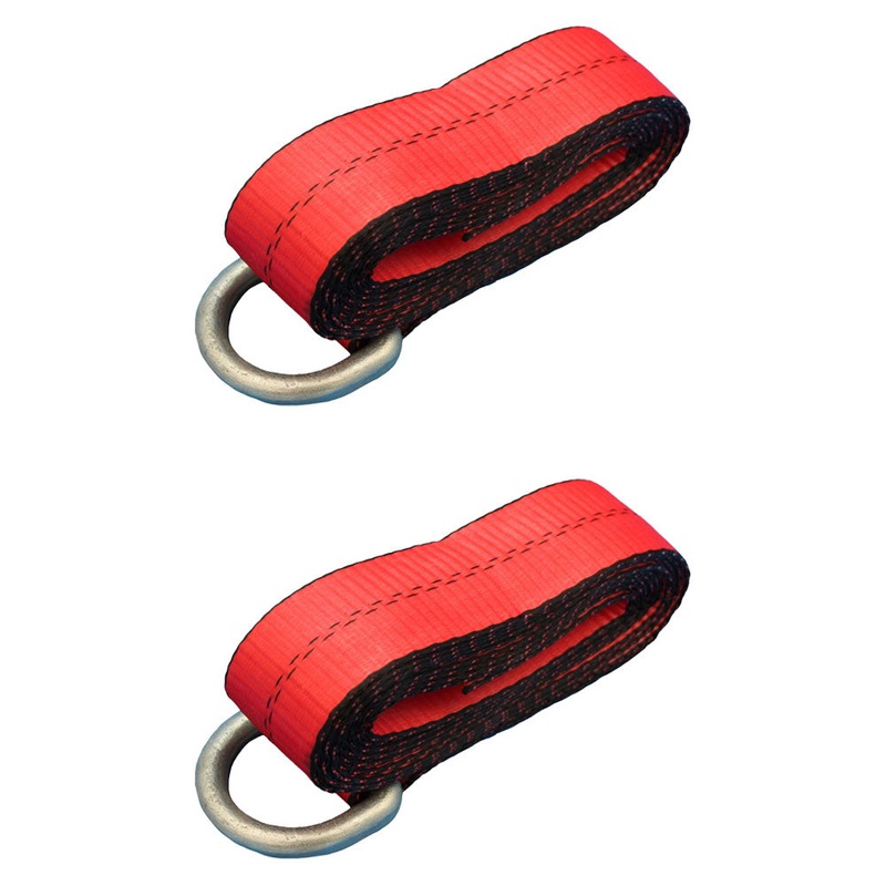 (2) Car Hauler Lasso Wheel Tie Down Straps 12′ w/ D-Ring for Tow Dolly Tow Truck