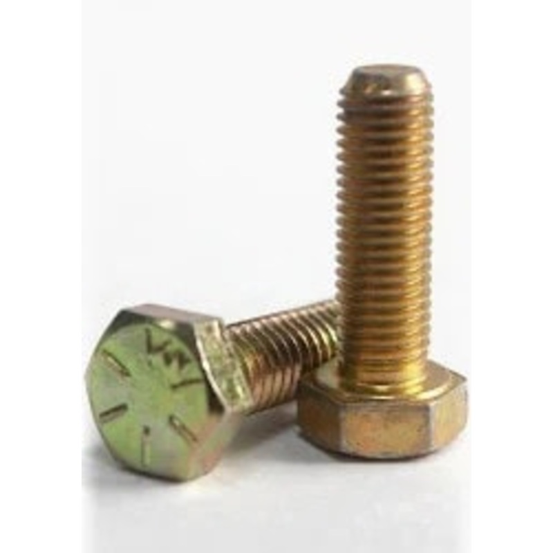 National Equipment 400132 Screw, Hex Head Cap, 1/2-13×4, Grade 8, Yellow-Zinc