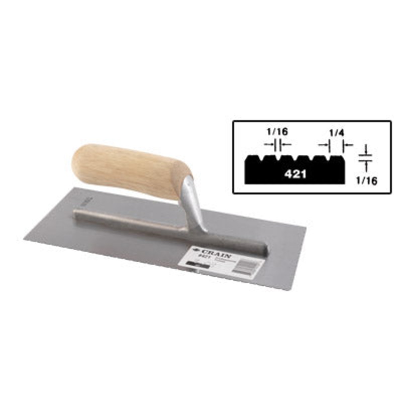 Crain Tools No. 421 Trowel 1/16 x 1/4 x 1/16 V Notch