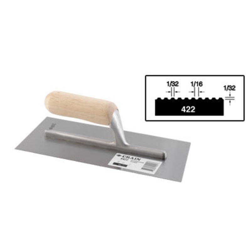 Crain Tools No. 422 Trowel 1/16 x 1/32 x 1/32 U Notch