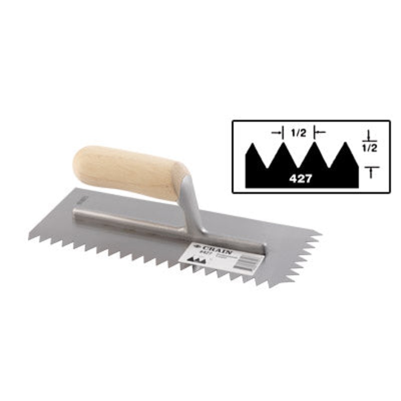 Crain Tools No. 427 Trowel 1/2 x  x 1/2 V Notch