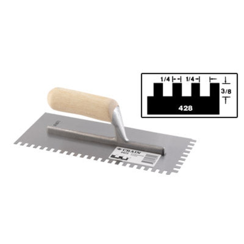 Crain Tools No. 428 Trowel 1/4 x 1/4 x 3/8 Square Notch
