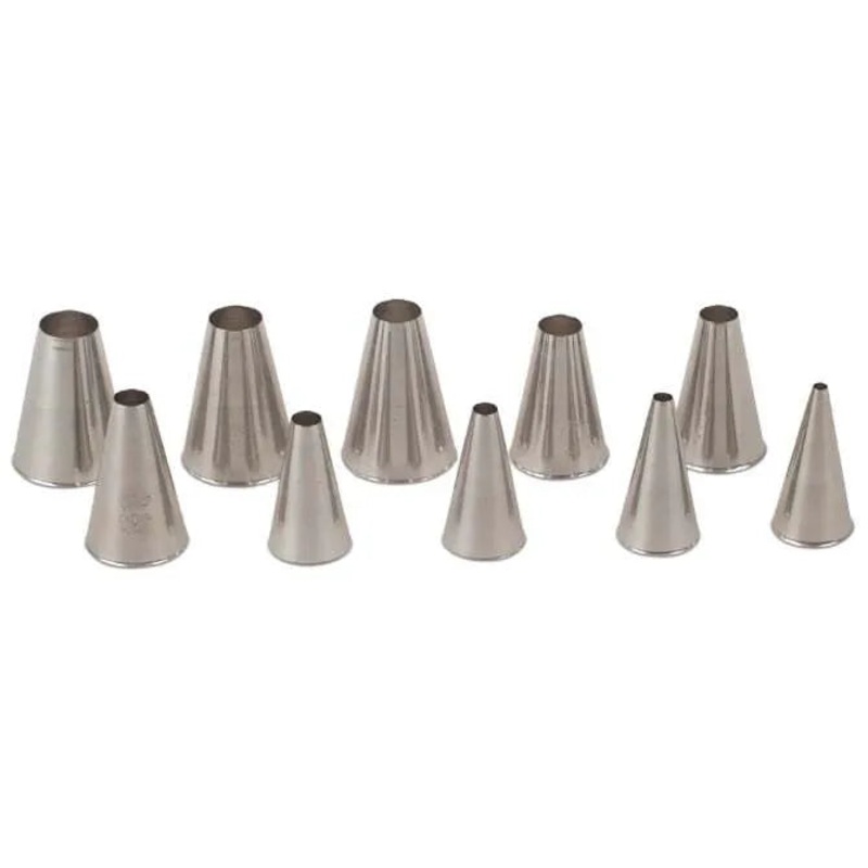 Set Of 10 Plain Style Pastry Tips