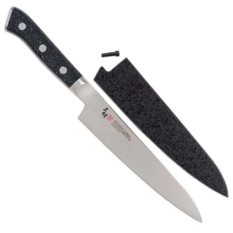 Zanmai Pro Damascus SE Petty 5.9-in with Black Lacquer Saya Cover
