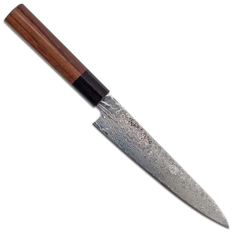 Warikomi Damascus Utility Knife- Rosewood Handle